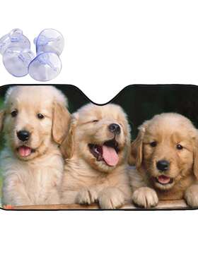 Golden Retriever 挡风玻璃遮阳罩可折叠紫外线反射镜前窗遮阳罩