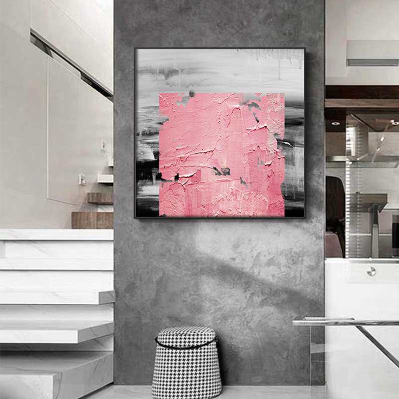 后现代工业风脏粉色抽象色块玄关装饰画客厅壁画民宿办公室工装画