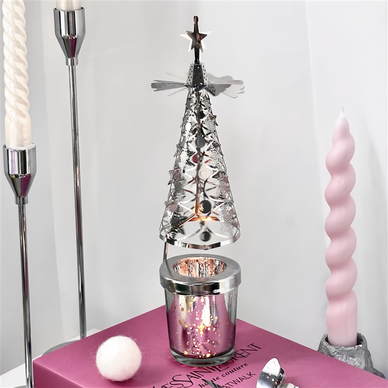 白日梦noki圣诞走马灯旋转烛台香薰蜡烛托台礼盒氛围桌Z面摆件礼