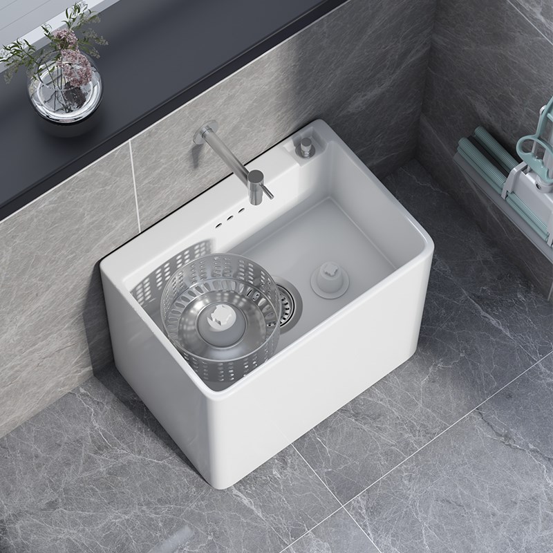 元匠洗拖把池阳台大号家用卫x生间拖布池陶瓷墩布池双驱动落地式