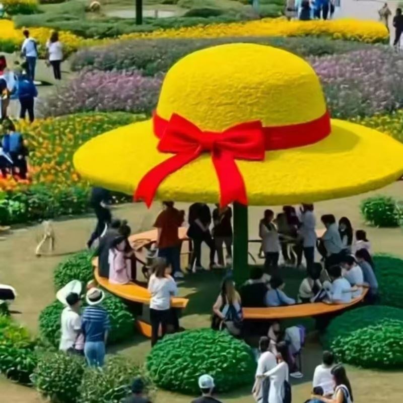 巨型草帽大帽子户外大型藤编巨型草帽景观花海Q大草帽公园巨型草