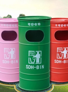 覆古工业风邮筒垃圾桶摆件创意铁艺个性收纳箱收纳柜家Z居软装道