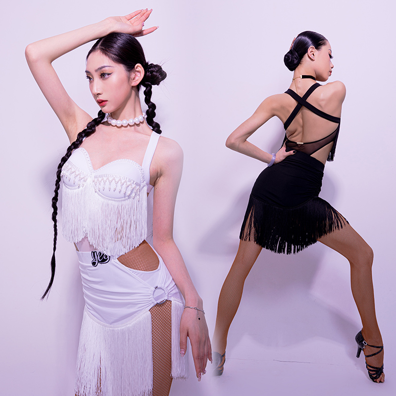 YES拉丁舞服舞衣女专用舞蹈上y衣新款练功服时尚吊带流苏体服YD57