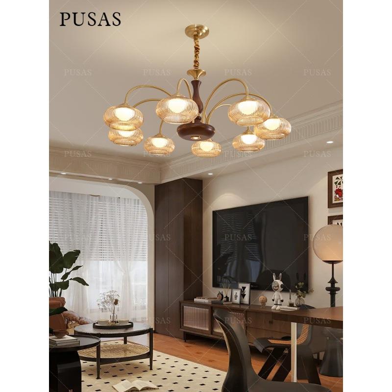 普赛斯 全铜客厅吊灯法式中古风高端2025新款大气主灯卧室餐厅灯