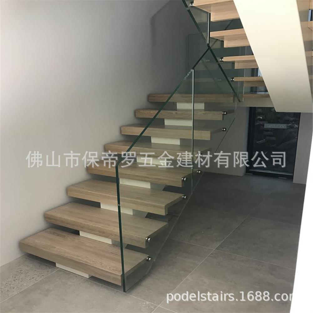 室内旋转钢木楼梯玻璃护栏扶手家用双梁栏杆玻璃