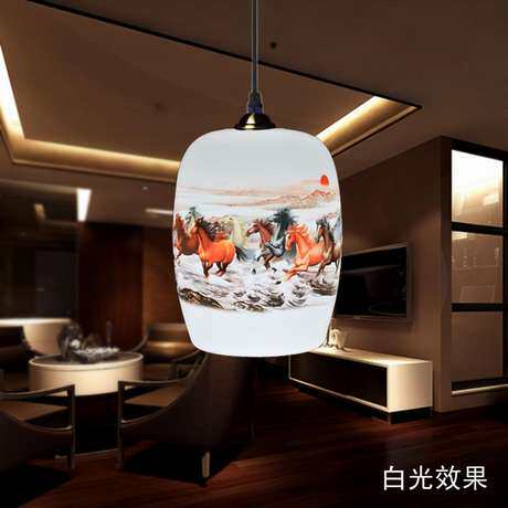 景德镇中式创意薄胎陶瓷灯具卧室书房客厅餐厅婚庆装饰单头吊灯