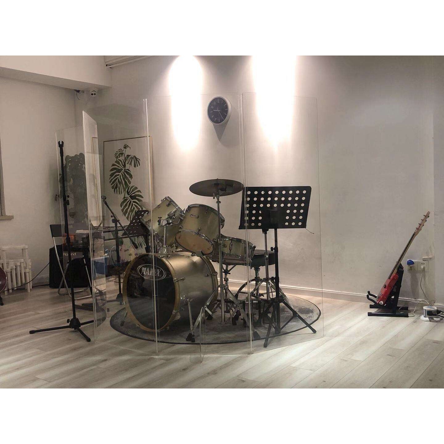 架子鼓隔音屏风折叠屏风亚克力透明舞台遮挡酒吧演出隔板隔断