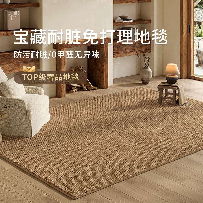 防水防污客厅地毯纯色耐脏一擦即净卧室床边防滑毯仿剑麻茶几毯