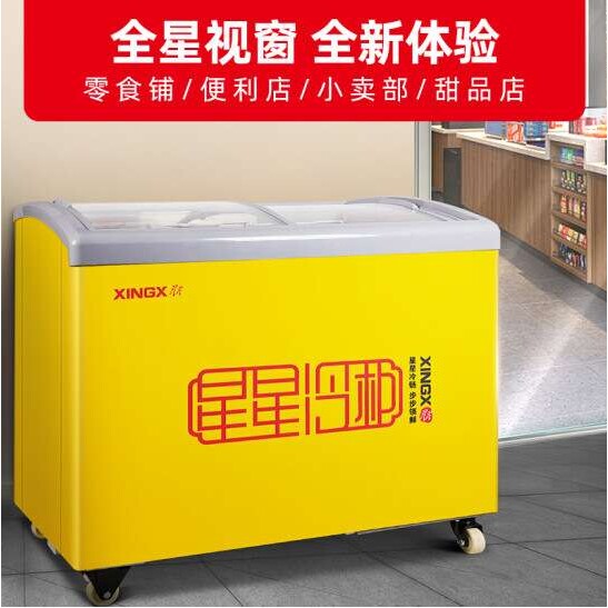 星星冷藏冷冻展示柜单温冰柜商用家用卧式冷柜玻璃门饮料雪糕柜