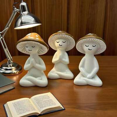 跨境新款Meditation Mushrooms 冥想蘑菇装饰摆件打坐蘑菇装饰品