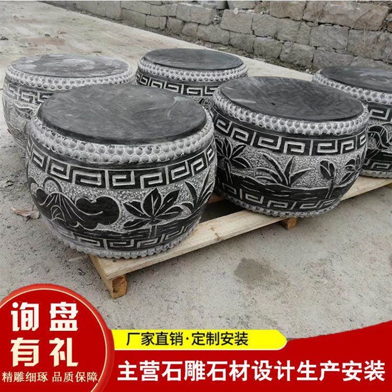 石柱墩 圆形实心柱顶石柱础石寺庙浮E雕彷古石柱墩 青石柱墩柱础