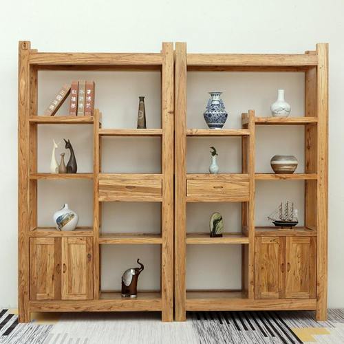 老榆木博古架实木中式展示柜置物架多宝阁隔断简约现代茶叶架子柜