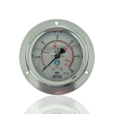 威卡WIKA不锈钢压力表耐震充油压力表防振油压表YN60ZT 3MPA G1/4
