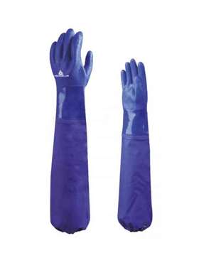 代尔塔201766 PVC涂层棉衬里长筒62厘米耐酸碱防化劳保工作手套