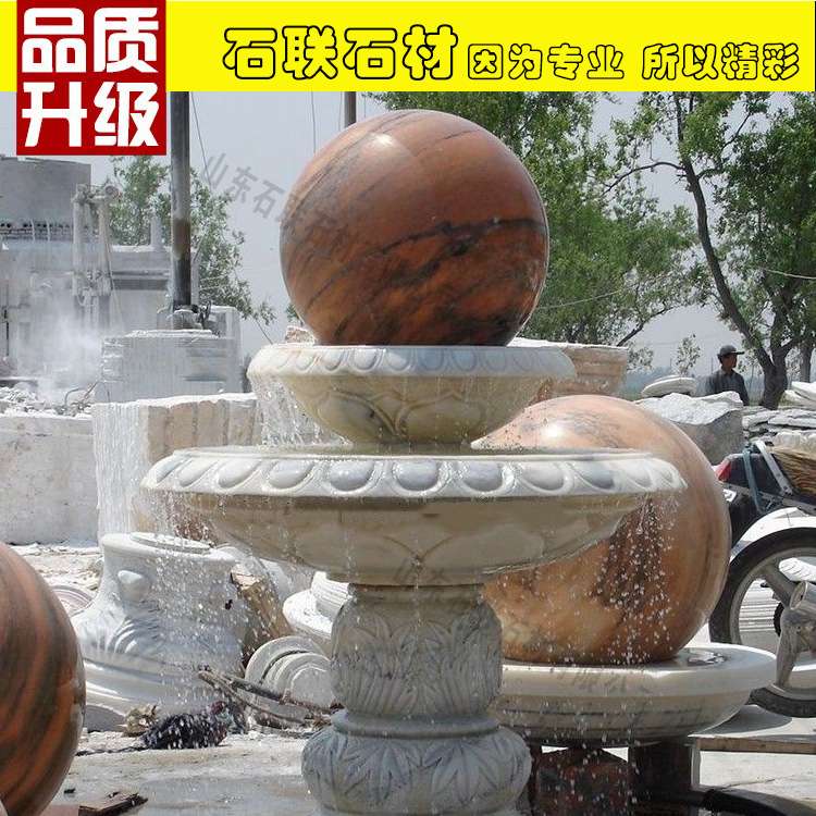 小型喷泉石雕 安装花园别墅小区摆放流水景观水钵双层小喷泉