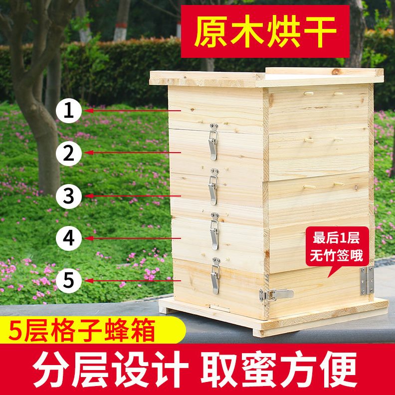 全套蜂箱养蜂老式格子烘干蜜蜂蜂土杉5层养懒人桶中箱木窗观察带