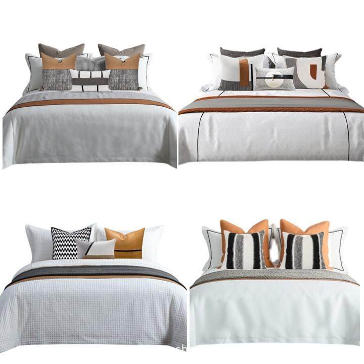 现代轻奢样板房床上用品家具展厅样板间棕色橙色多件套床品打毯,电子元器件市场,其它元器件,淘宝优惠券,粉丝福利购,淘宝优惠卷
