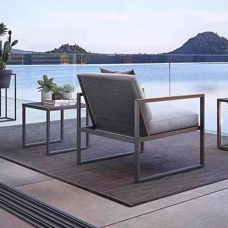 户外休闲铝网柚木沙发庭院别墅露天花园室外防水防晒阳光房家具