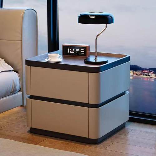 密码锁床头柜智能高级床边柜现代简约家用轻奢卧室意式收纳