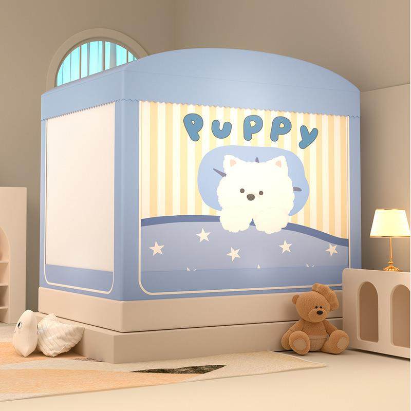 a类三开门蚊帐家用1米8床儿童文帐带遮光床帘夏季加密纹帐1米5床