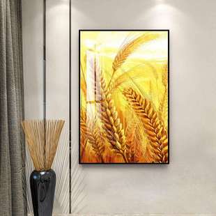 现代轻奢简约田园风景客厅餐厅丰收壁画玄关挂画金色麦浪麦穗装饰