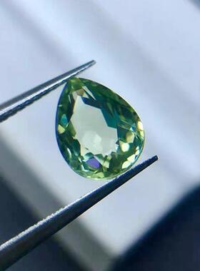 原设计宝石戒面通透绿色水滴形1.58ct天然碧玺裸石彩宝首饰定