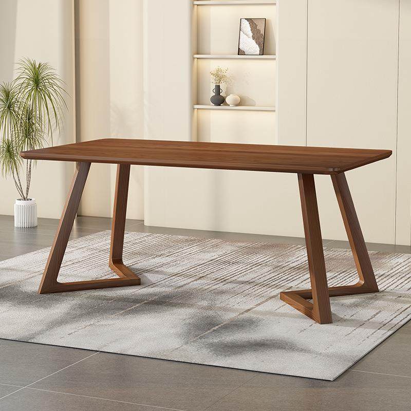 北欧全实木餐桌胡桃色咖啡桌轻奢现代简约客厅酒店桌椅组合长方形