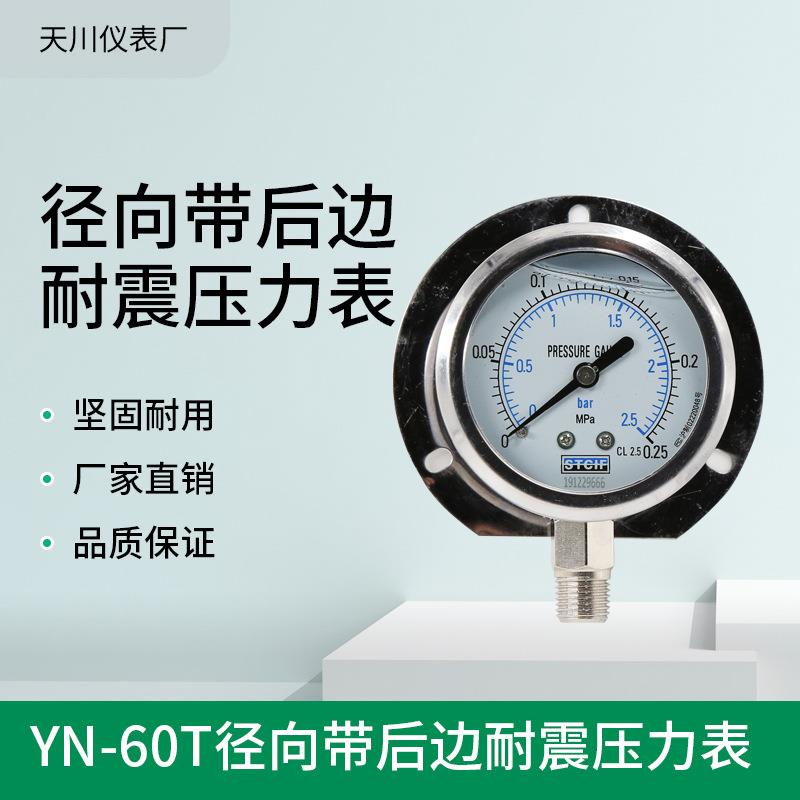 YN-60T船用耐震压力表径向后边油液压水压螺纹M14*1.5天川压力表