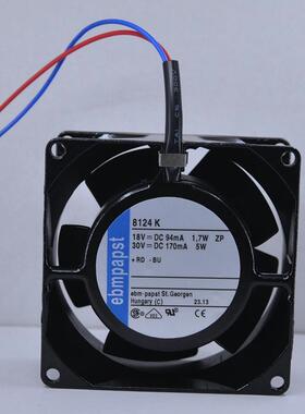 德国PAPST TYP 8124/8124G/8124K 18-30V 24V 8CM全金属直流风机