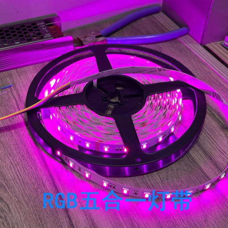五合一电竞房灯带RGBCW七彩暖白led贴片防水软灯条五色六线12v24v