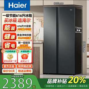 海尓冰箱BCD-616WGHSSEDC9双开门大容量风冷无霜一级能效家用冰箱