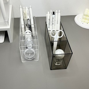 透明笔筒多功能h大容量文具收纳盒办公桌面摆件学校课桌上简约笔