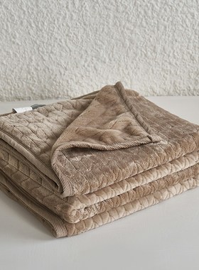 日式极简丨撸猫手感丨法兰绒毛毯加厚冬季M床上用保暖毛绒毯子盖