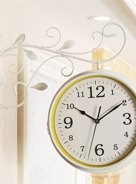 北欧简约钟表双i面挂钟客厅大厅现代简约创意铁艺挂钟欧式两面挂