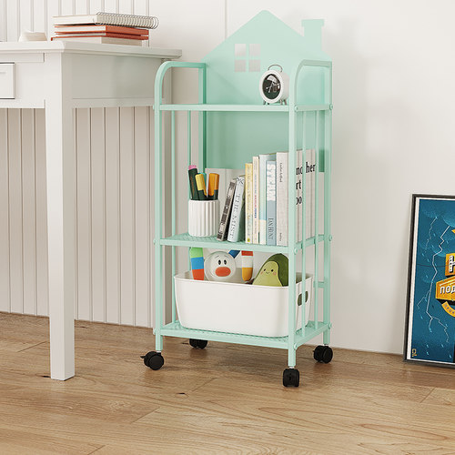 书桌旁小书架可移动铁艺r收纳置物架落地迷你家用阅读小型儿童书