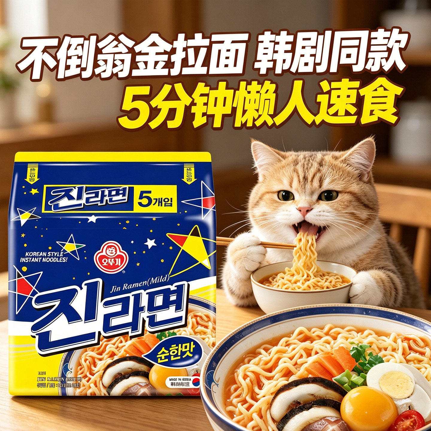 韩国原装进口不倒翁金拉面5包