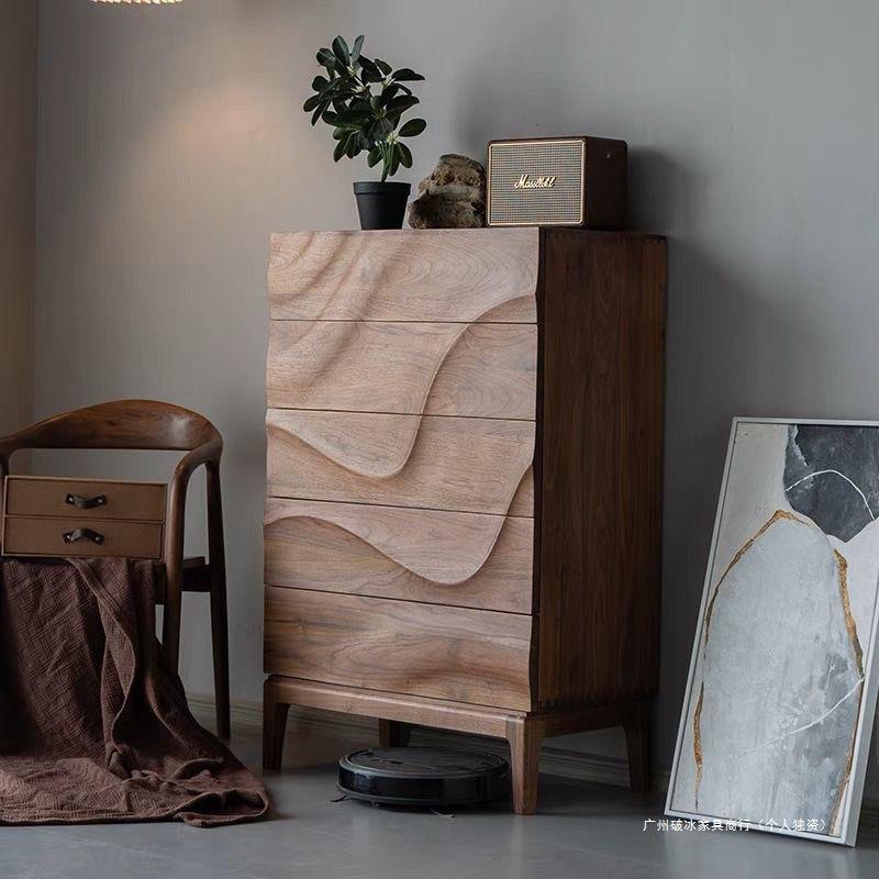 北欧现代轻奢实木五斗柜收纳柜多层柜子抽屉式储物柜客厅卧室简约
