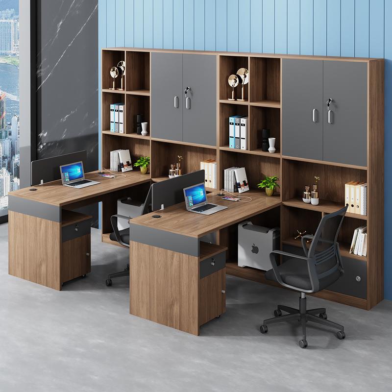 财务办公桌职员桌椅组合双人对坐办公室主管桌带高柜会计办公桌子