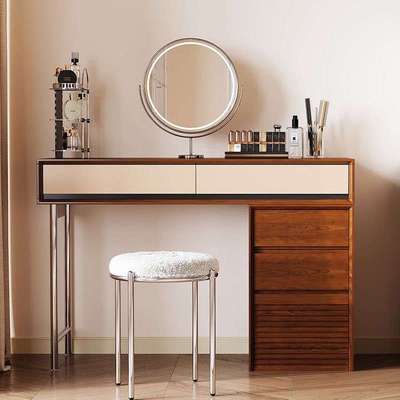 中古梳妆台斗柜收纳柜一体伸缩复古床尾转角柜主卧黄杨木化妆桌