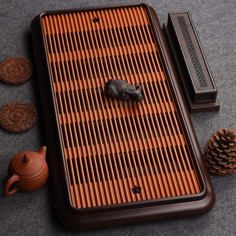 德国电木茶盘家用小号茶海简约托盘新中式电胶木排水蓄水式干泡台