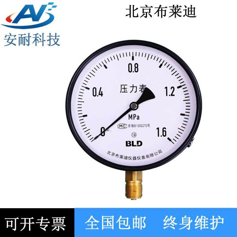 北京布莱迪压力表Y-150 M20普通压力表水/气/液压力表1mpa