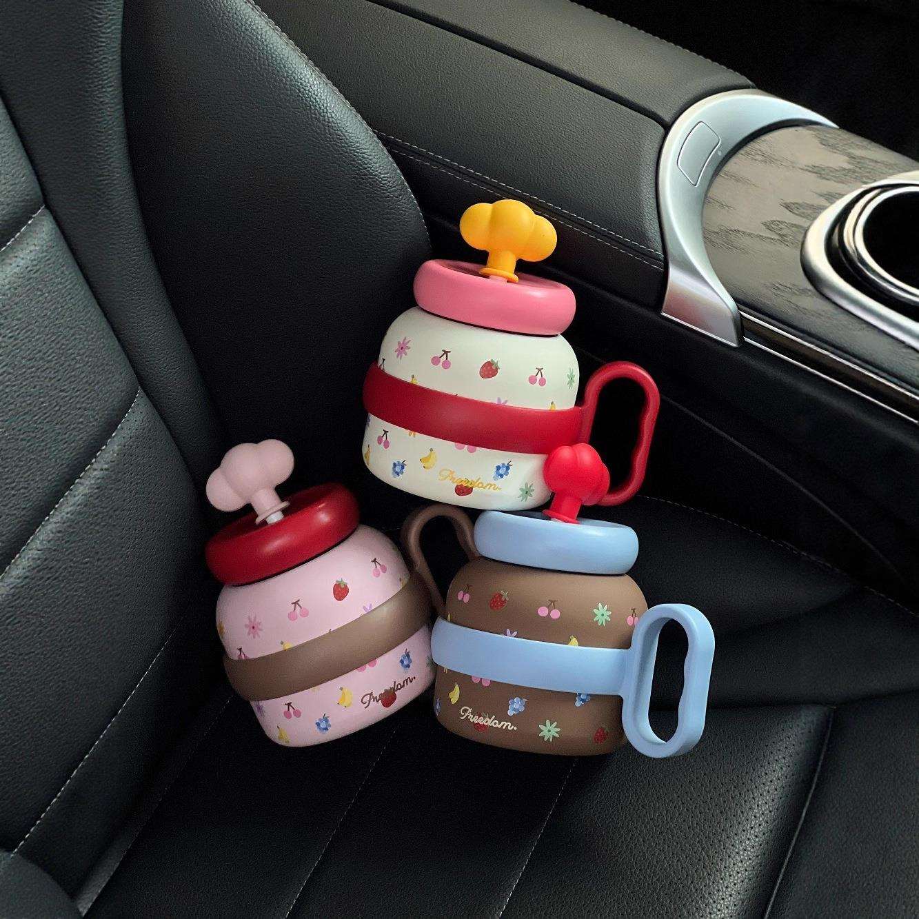 高颜值巨无霸大肚杯女生可爱陶瓷内胆大容量水壶便携带把手吸管杯