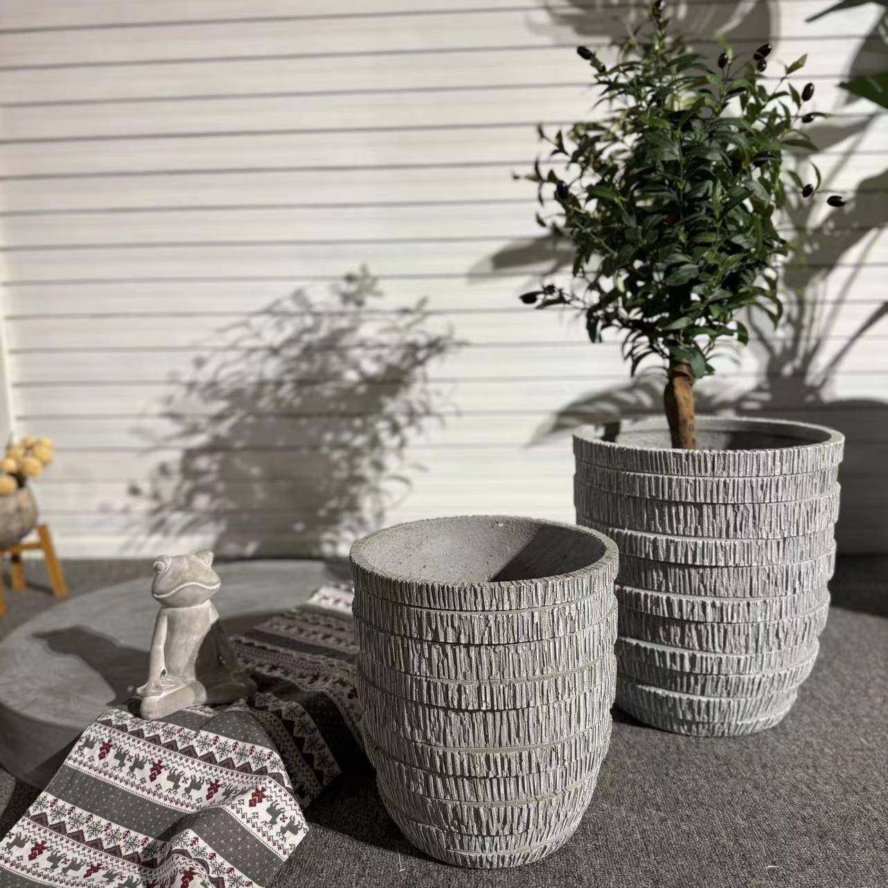 创意落地水泥花盆现代简约客厅室内外绿植花器大号盆栽容器