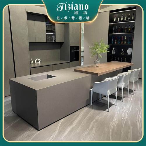 缇香岛台餐桌一体现代极简开放式厨房别墅大户型多功能料理台吧台