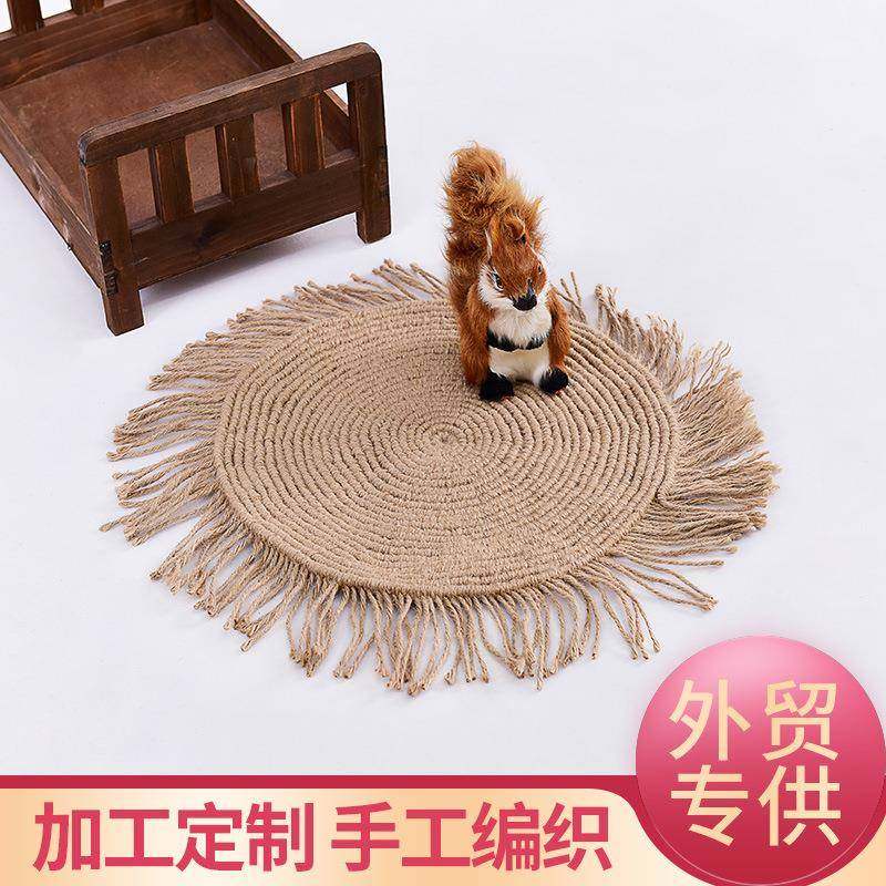棉麻线绳编织袋 飘窗垫坐垫 手工编织麻绳装饰垫 餐桌垫