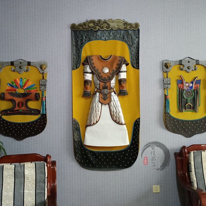 汗餐厅立体墙壁画成吉民族蒙古包素思饭店装饰古画挂画元皮工艺蒙图片