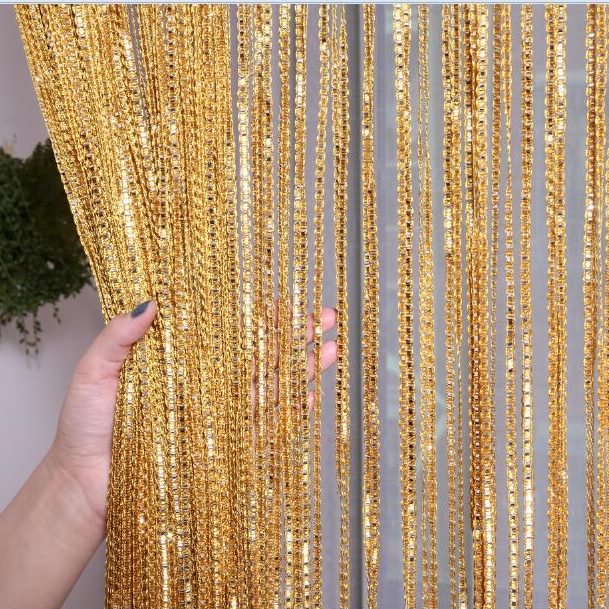 s客厅韩式 卧室门帘流苏帘婚庆装饰隔断帘子 加密加粗s线帘家用