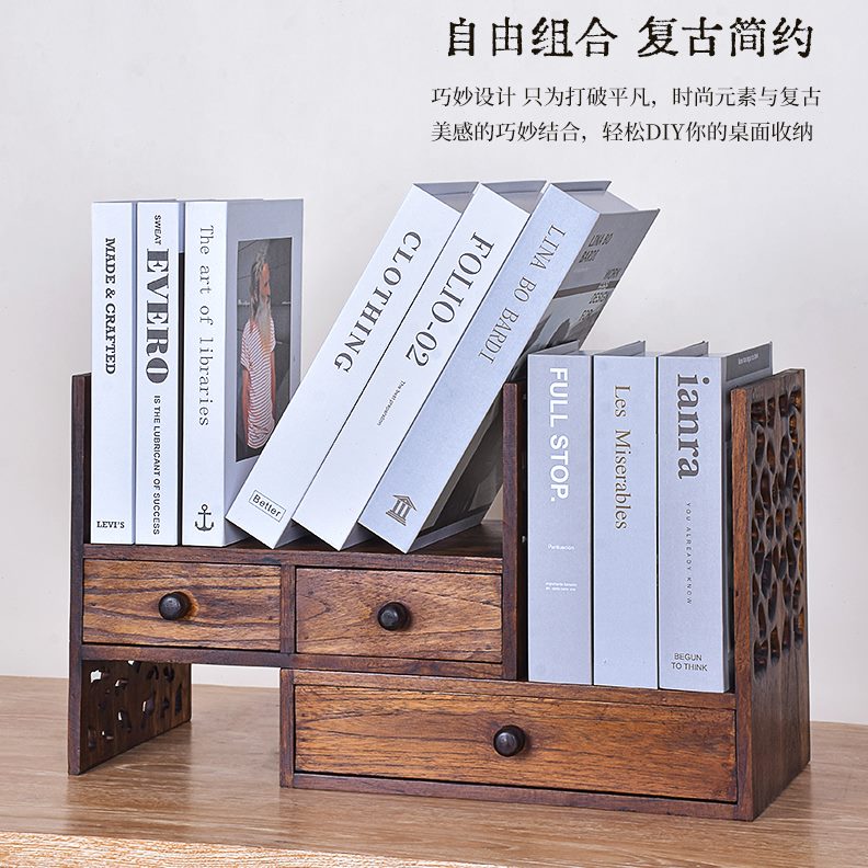 书柜中式牛实木书架古牛泰桌面置物架简易小书房飘窗收纳柜子复古
