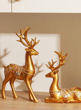 摆件客厅电视柜玄关装饰s创意新中式轻奢高级感吉祥梅花鹿家居饰