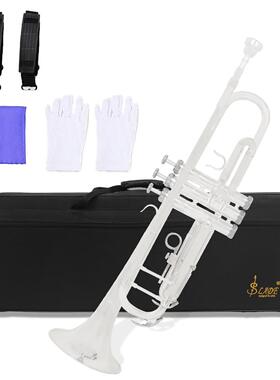 SLADE铜管乐器小号降B调镀银三音小号初学者学生乐队演奏西洋乐器